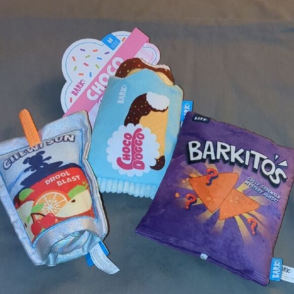 Other - 3 pc BARK Dog Toy Snack Themed Set - BENEFITS SENIOR DOG RESCUE